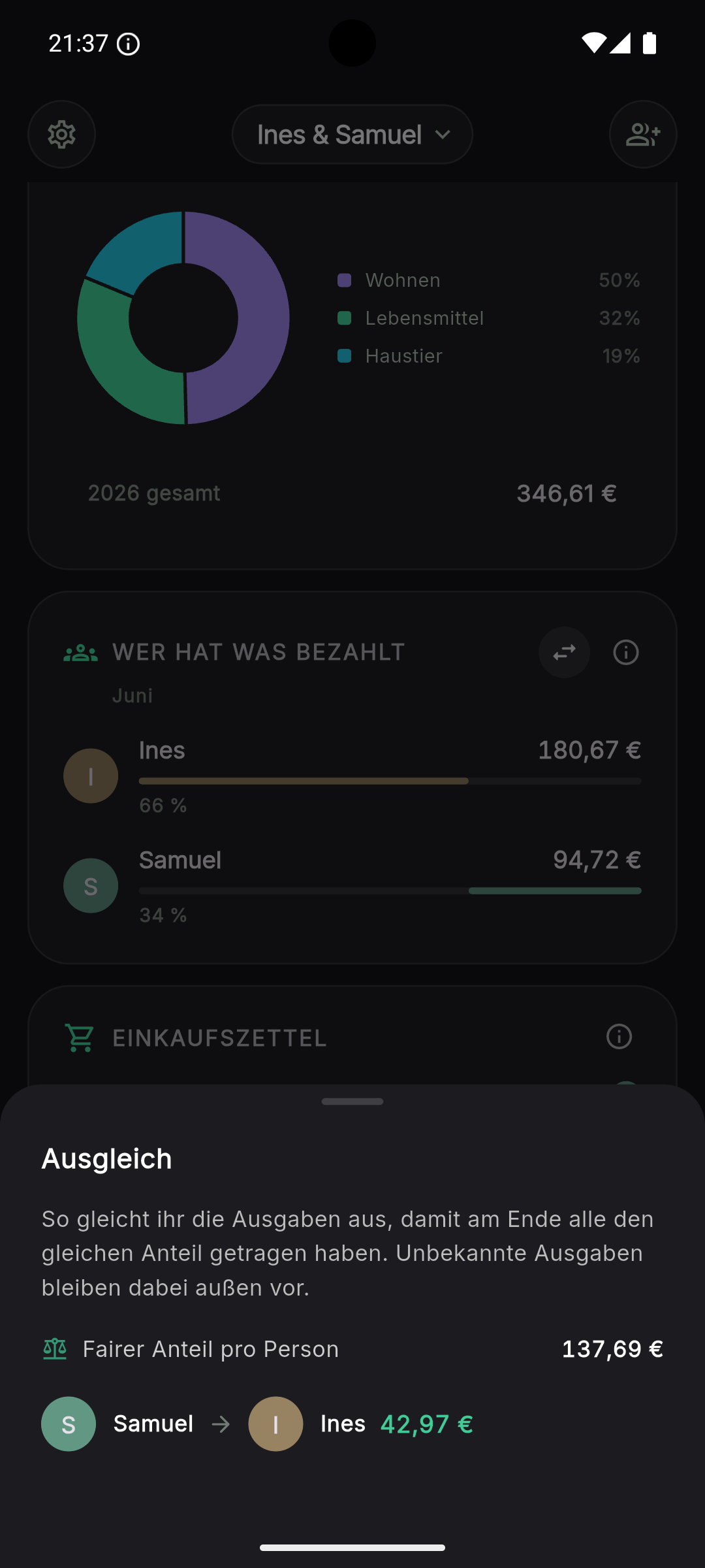 Fairer Ausgleich zwischen Mitgliedern